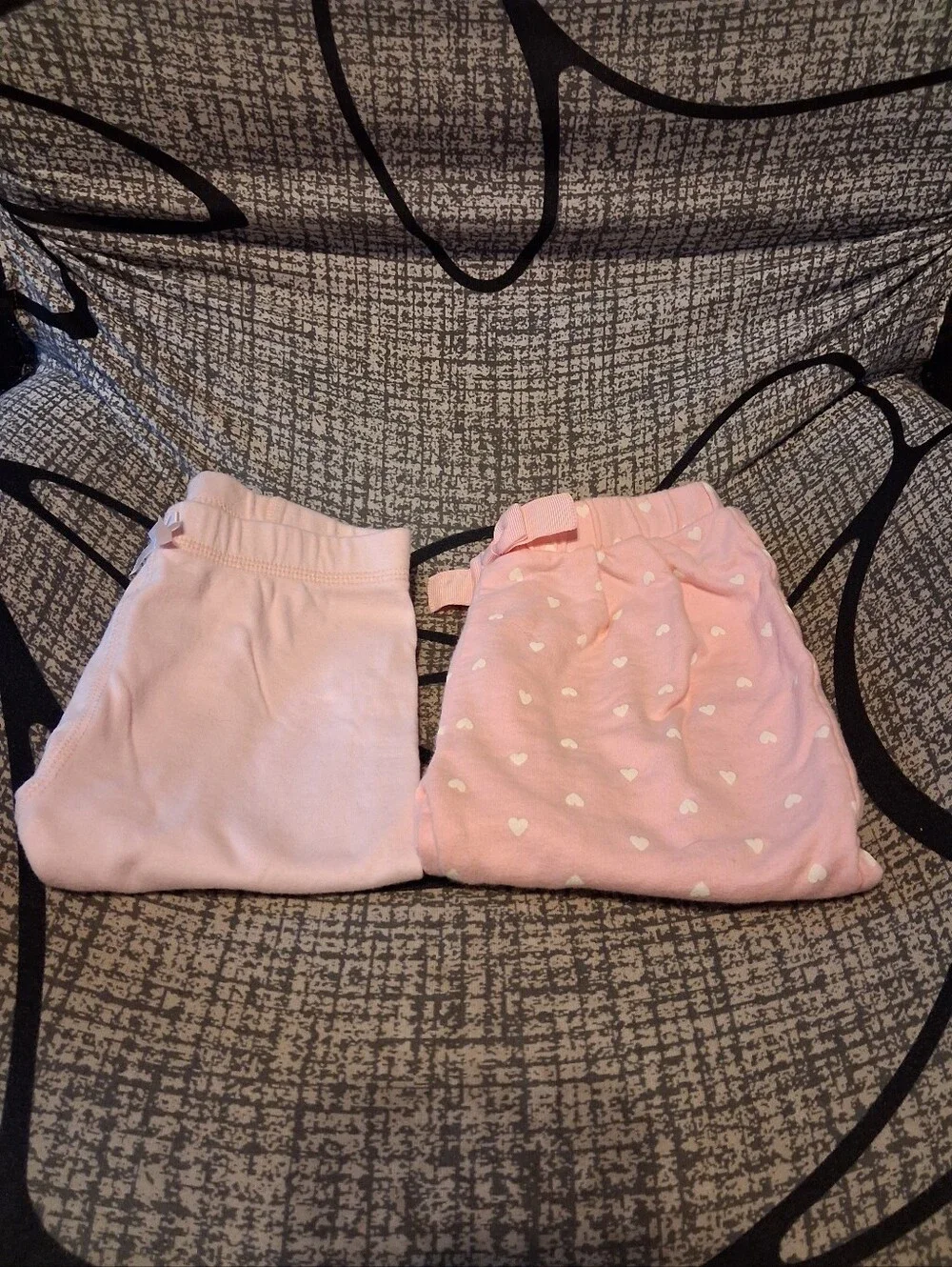 Children's Place Girls' Pink Heart and Solid Knit Pants - Pack of 2